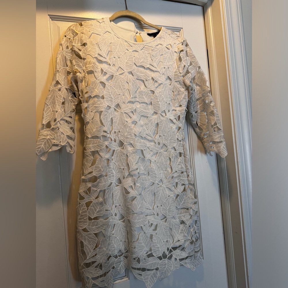 3/4 sleeves lace overlay white dress! Great for brides!!!